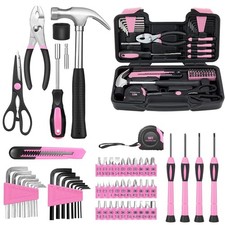Pink Tool Set for Women - 58 Piece General Household Hand Tool Kit with Stora...