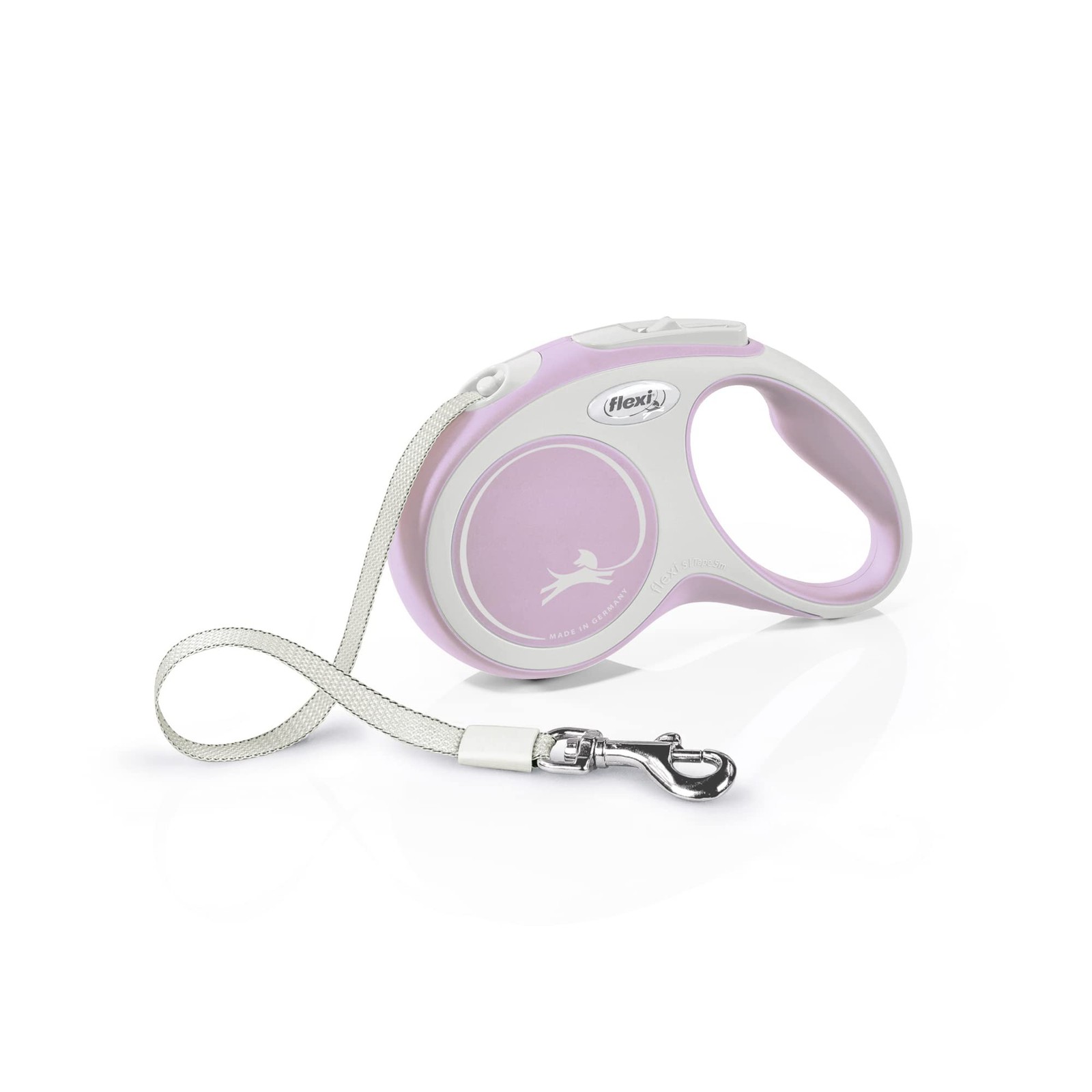 Laisse rétractable pour chiens Comfort S rose avec sangle anti-enroulement 5 m
