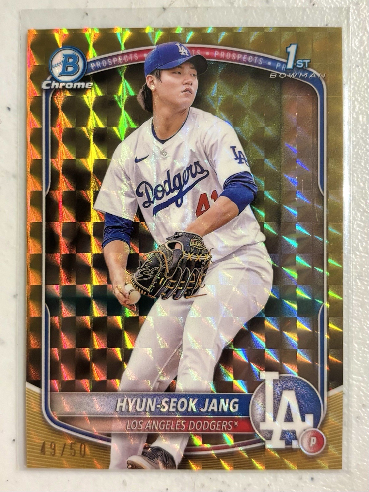 🔥 2025 1st Bowman Chrome Hyun-Seok Jang #BCP-51 💎Gold Geometric Refractor /50 