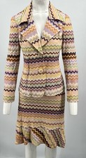 Missoni Multicolor Chevron Print Knit Blazer  Skirt Suit Set sz 44