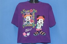 vintage 90s DISNEY MICKEY MINNIE MOUSE ALOHA HIBISCUS FLOWER HALF t-shirt XL