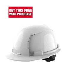 BOLT White Type 1 Class C Front Brim Vented Hard Hat with 4 Point Ratcheting Sus