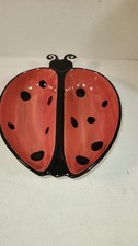 LADYBUG CERAMIC DIVIDED BOWL/SPOONREST
