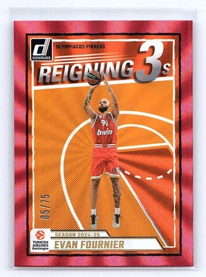 Evan Fournier 2024-25 Donruss EuroLeague #3 Reigning 3s Red Laser #/75