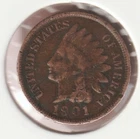 US Rare Old West 1901 Indian Head Penny Coin American Collection Shield Cent USA