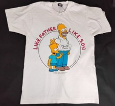 Vtg 1990 THE SIMPSONS Bart PEACE MAN Like Father Like Son Screen Stars Lg 50/50