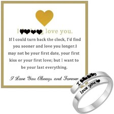 I F♡Cking Love You Ring for Women, Hope Rings Adjustable Stainless Steel Silver*