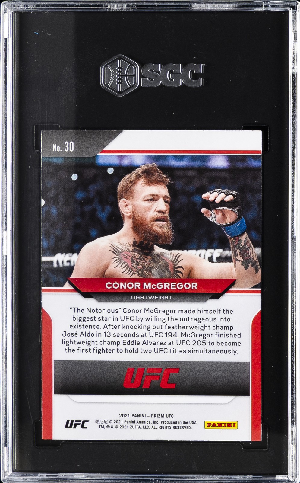 2021 PANINI PRIZM UFC #30 CONOR MCGREGOR SGC 10 GM view 2