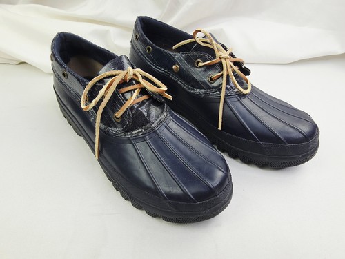 Stivali Sperry Top Sider donna taglia 11 blu navy anatra impermeabili gomma pizzo basso logo - Foto 8 di 12