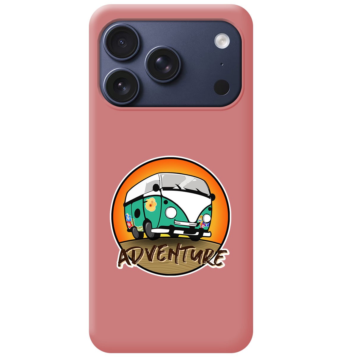 Cover Silicone Liquido Rosa per IPHONE 17 Pro Max (6.9) Disegno Adventure