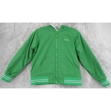 John Deere Jacket Boys 11/12 Reversible Hooded Logo Outdoor Pockets Zip Green