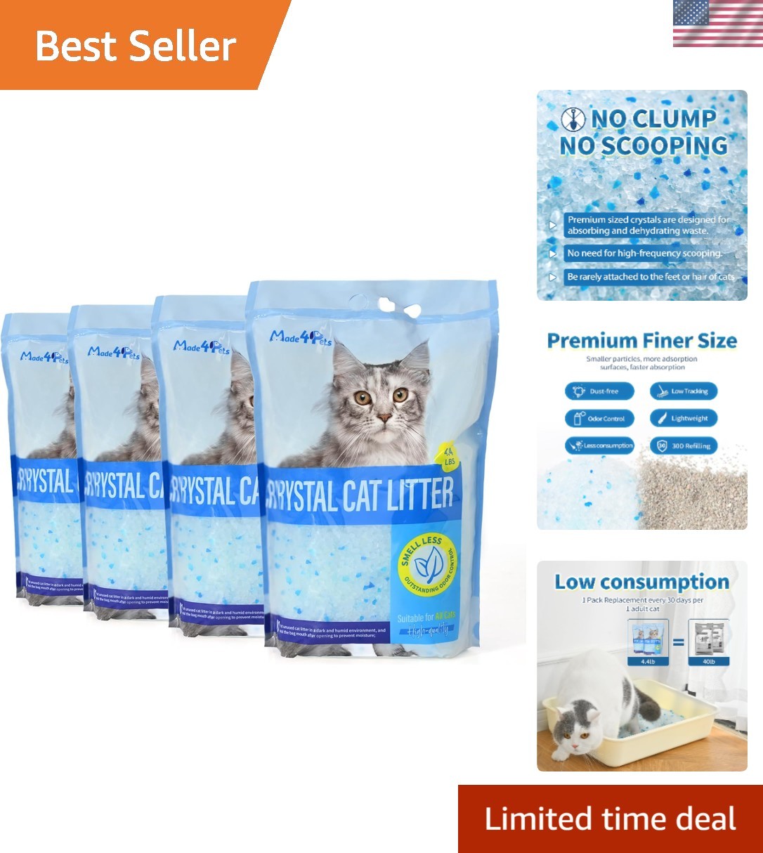 Cat Litter Crystals, Non Clumping Cat Litter Odor Control Ki