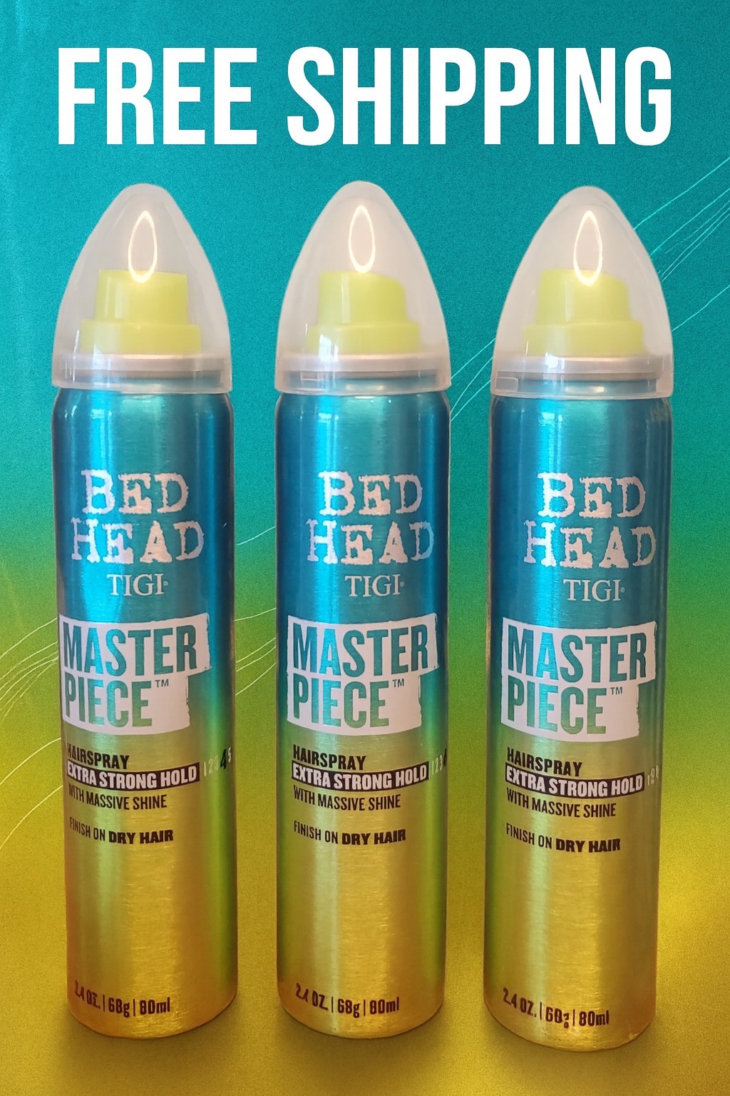LOT OF 3 TIGI BED HEAD MASTER PIECE EXTRA STRONG HOLD HAIR SPRAY 2.4oz EACH