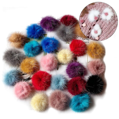 5Pcs Faux Fur Hairball Fluffy Balls For Bag Keychains Decor - Foto 2