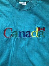 Vintage 80s Canada Embroidered Single Stitch T-shirt Sz Medium Google.com Colors