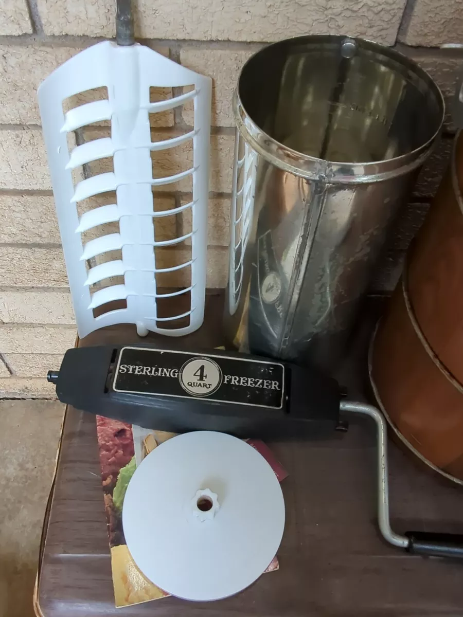 Vintage Liberty Sterling Ice Cream Freezer Maker 4 Quart Hand
