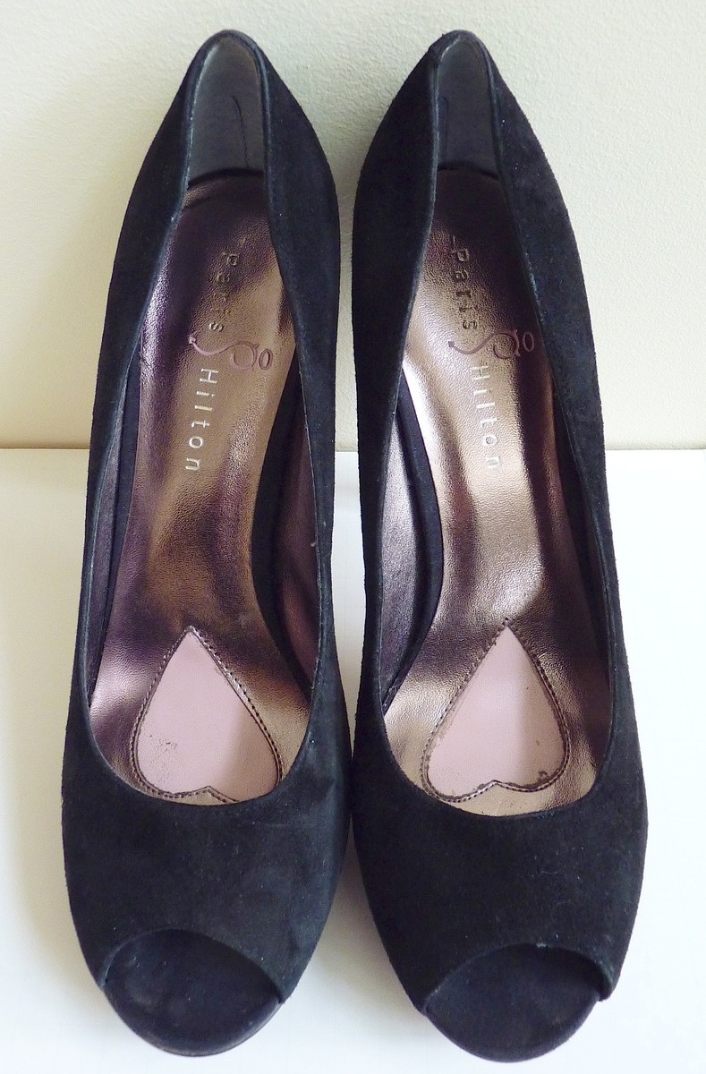Chaussures Paris Hilton - Cuir Daim Noir, Talon Aiguille Très Haut (4.5