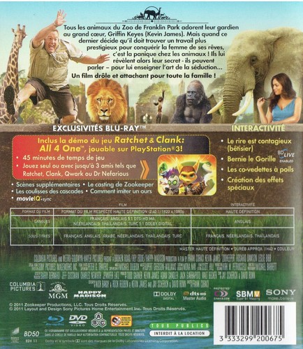 BLU RAY - ZOOKEEPER - kevin James - Foto 2 di 2