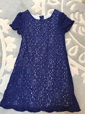 Tahari Navy Blue Floral Lace Dress Girls 4 Excellent