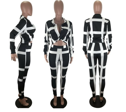 USA-Women-2pc-Set-Stripes-Tracksuit-Top-Pants-Outfits-Matching-Sets-R2