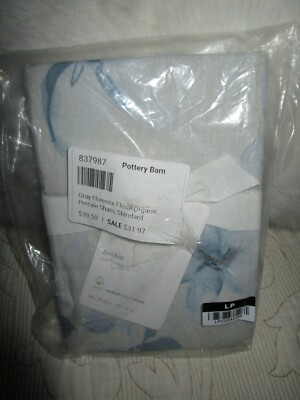 NEW POTTERY BARN GRAY FLORENCE FLORAL ORGANIC STANDARD SHAM 26 X 20