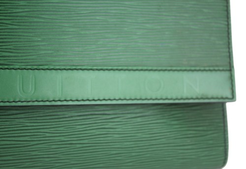 Auth LOUIS VUITTON Pochette Clutch Green Clutch Leather Bag Secondary Bag France - Picture 5 of 22