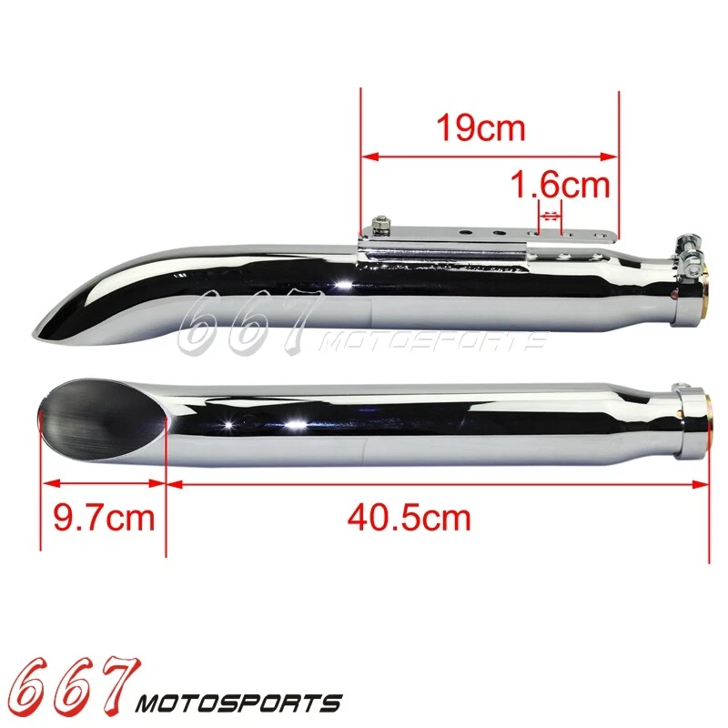 Tubo de escape cromado vintage para Harley Suzuki Yamaha Kawasaki BMW Café Racer Foto 2 de 4