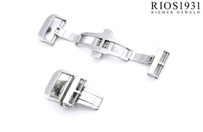 RIOS Premium Edelstahl - Butterflyfaltschließe silberfarbig-poliert 18, 20, 22mm