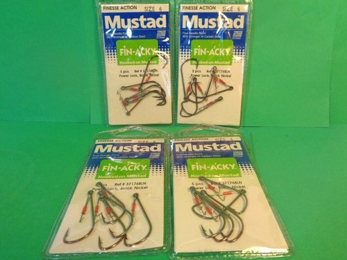 Ganchos de bloqueo de energía de acción Mustad Finesse talla 6 #37176, 4 piezas/20 ganchos totales (Nuevos) - Imagen 9 de 9