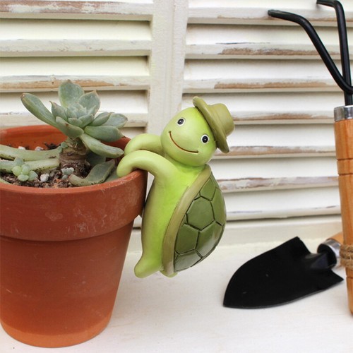 Cute Climbing Tortoise Flower Pot Hugger Figurines Resin Hanging Turtle Stat _ke - Afbeelding 6 van 12