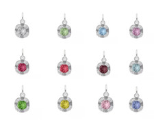 Sterling Silver Birthstone Charm w/ Lobster Claw Clasp
