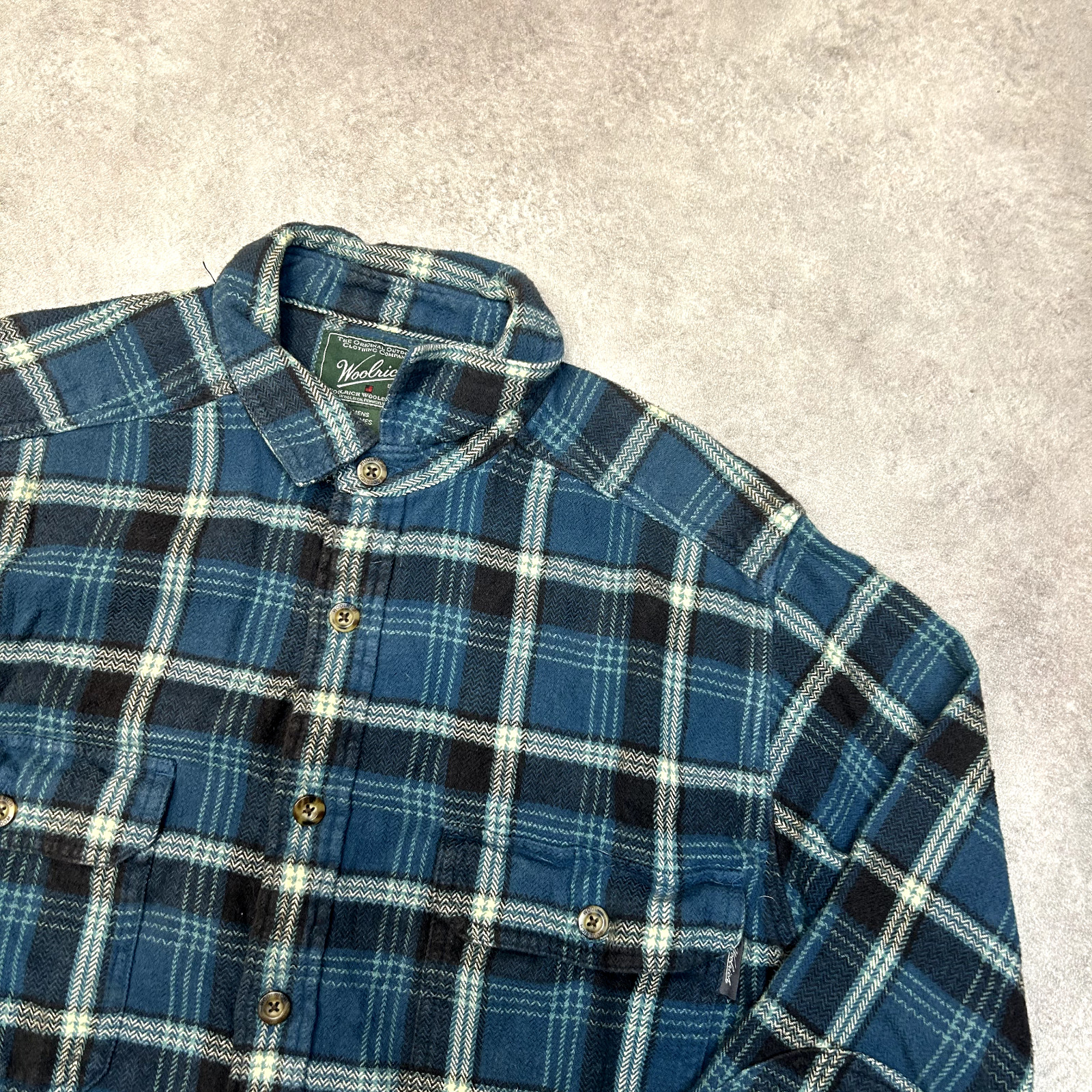 Woolrich Checkered Shirt Mens Large Y2K Long Sleeve Flannel Shirt, Green image 2