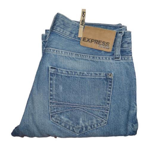 Express Mens Size 29x32 Slim Fit Straight Leg Jeans Distressed Medium Wash Rocco