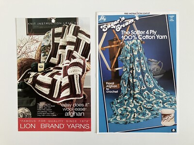 Vintage Anleitungen Lily Craft Products Häkeldecke Lion Brand Yarns Strickdecke