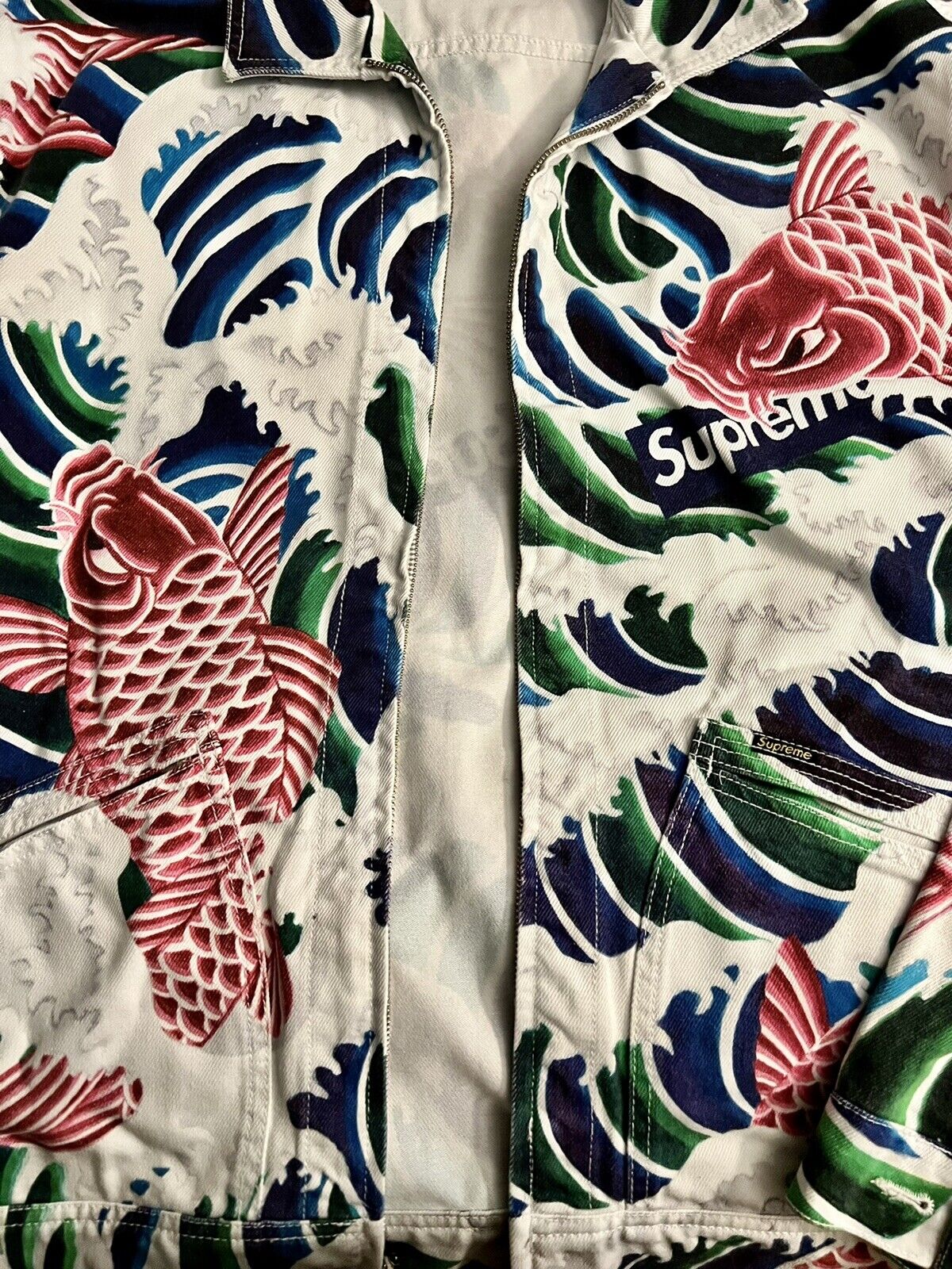 Supreme Waves Koi Fish Work Jacket Multi Color Size XL new