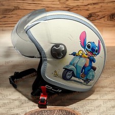Casco vintage in pelle personalizzato Stitch Su Vespa Lambretta S M L XL Disney