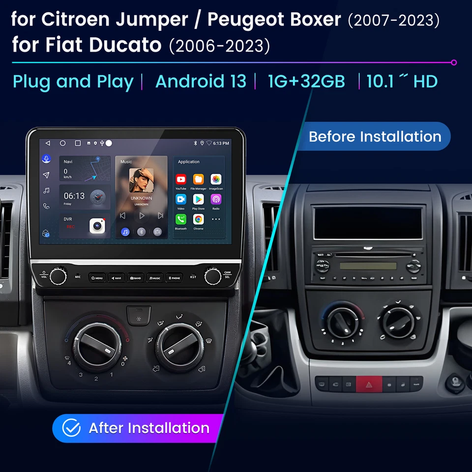 For Citroen Relay Peugeot Boxer Fiat Ducato Android 13 Car Stereo GPS Radio SWC - Image 4 of 4