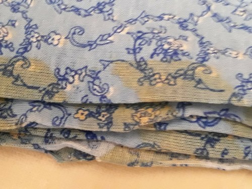 Make a Wish Fabric 100 % Cotton KNIT 2 yards + 8 " Blue on Blue, yellow flowers - Picture 4 of 5