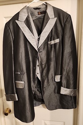 Pallini 3 Peace Smoky Dark gray And Silver Pinstrip Men Suits
