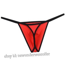 Men Micro Thong Bikini G-String Waist Drawnwork Diamond Back T-Back Underwear