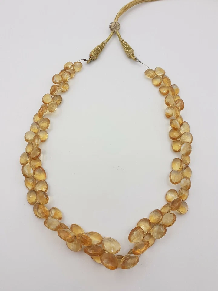 Filo di citrino gocce mandorle 84 pietre briolette sfaccettate collana gioiello - Immagine 2 di 4