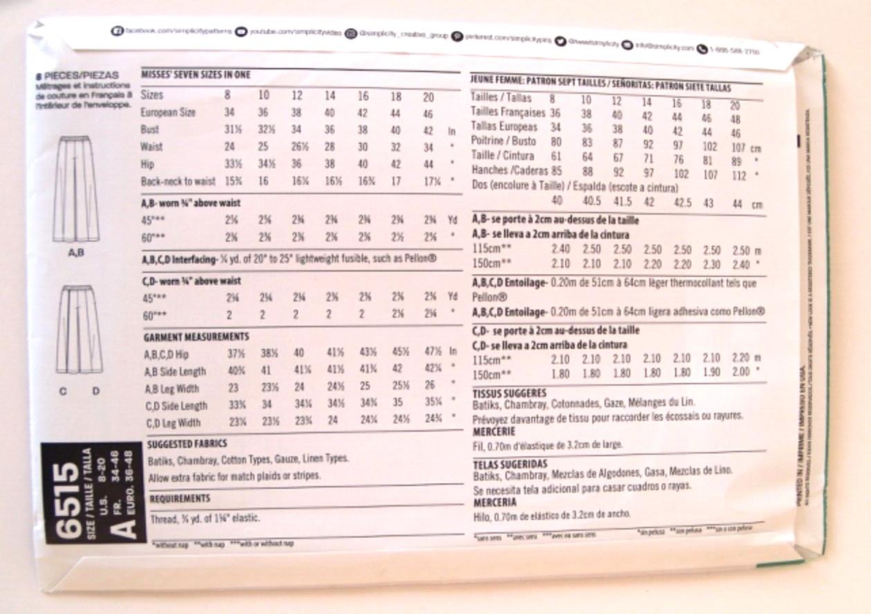 NEW LOOK 6515 easy trouser pattern. Size A 8 -20 US. UNCUT image 2