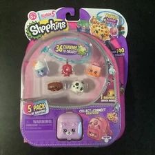 SHOPKINS Season 5 - 5 Pack  W/ BRACELET & BACKPACK  NEW