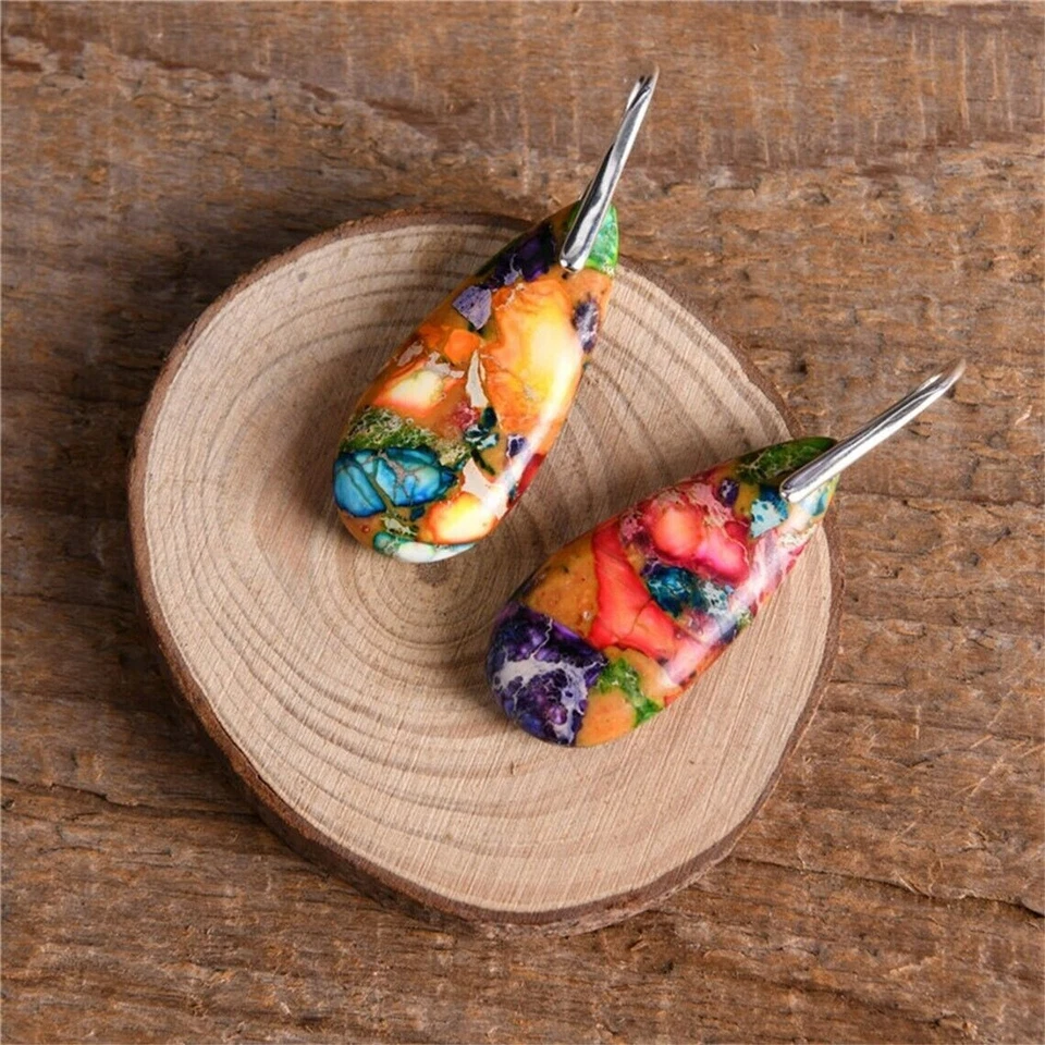 Boho Drop Earrings Galaxy Sea Sediment Healing Earrings Stylish Holiday Jewelry - Image 2 of 4