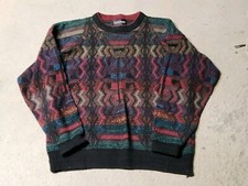 Vintage Mens Expressions Sweater Cosby Style Colorful Pattern Acrylic Size XL