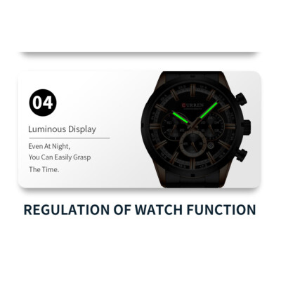 CURREN 8355 Luxury Business Men Watch 3ATM Waterproof Large N5K5