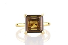 Smoky Quartz Faceted Square Cut Gemstone 925 Sterling Silver Women Handmade Ring