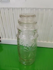  Vintage Clear Glass Planters Logo Mr Peanut Jar Canister Lid Advertising 