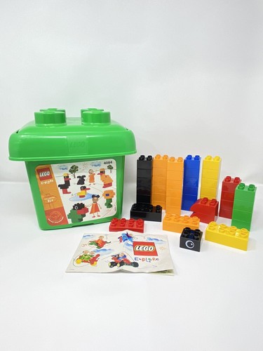 Lego Explore Brick Bucket Set 4084 Green Bucket Container Complete - Picture 8 of 8