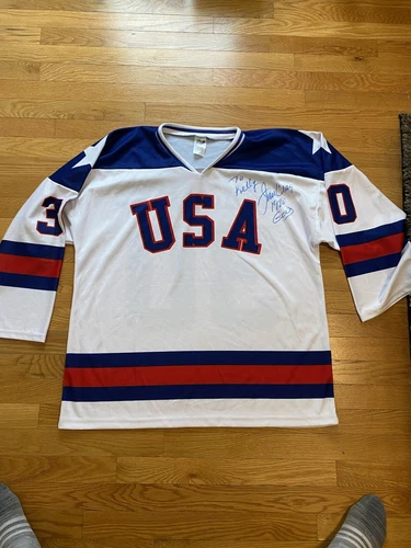 Vintage 1980 Signed Jim Craig USA Miracle On Ice Hockey Jersey